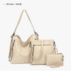 Women’s Soft Leather Handbag Big Capacity Tote Shoulder Crossbody Bag 3 SET