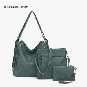 Women’s Soft Leather Handbag Big Capacity Tote Shoulder Crossbody Bag 3 SET