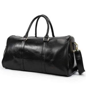 Vintage Genuine Cowhide Leather Travel Bag, Large Weekender Overnight Luggage Bag with Shoe Pocket